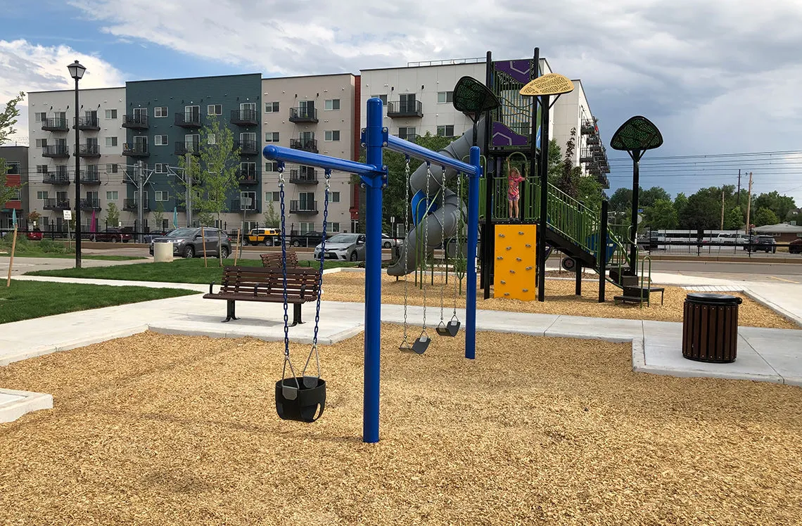 Double swing and baby swing at Newland Square Park